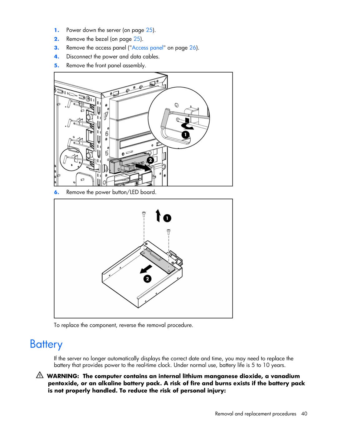 Pioneer ML310 manual Battery 