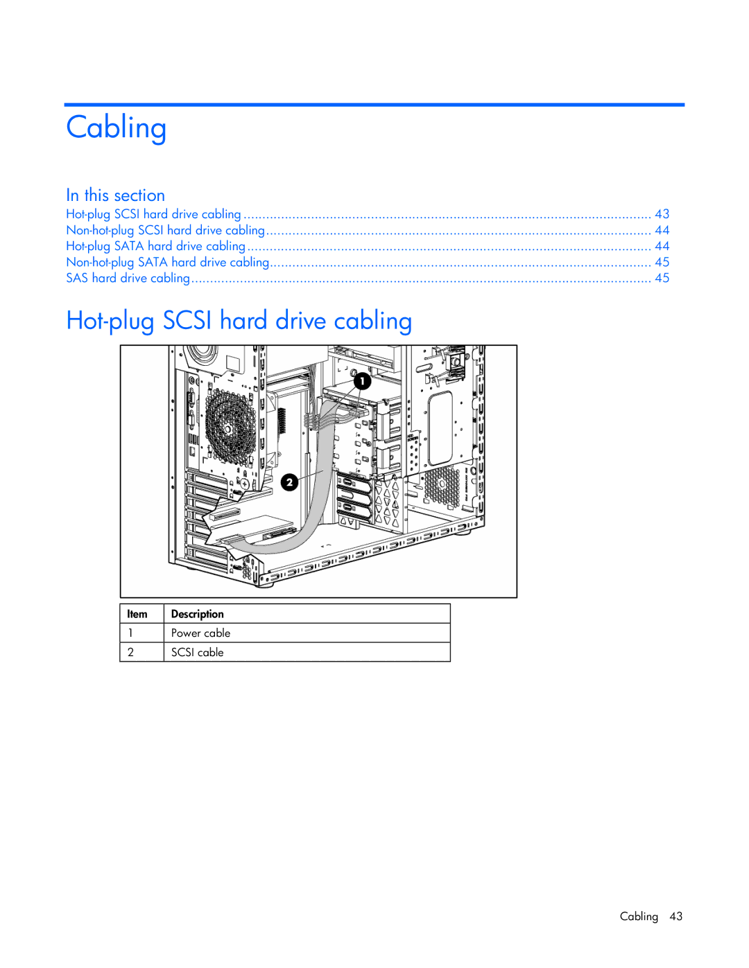 Pioneer ML310 manual Cabling, Hot-plug Scsi hard drive cabling 