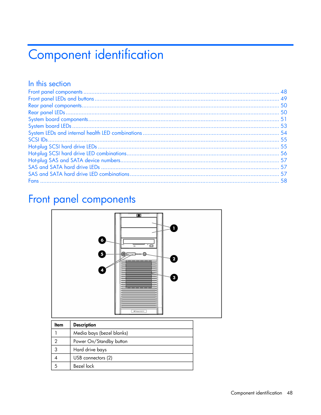 Pioneer ML310 manual Component identification, Front panel components 