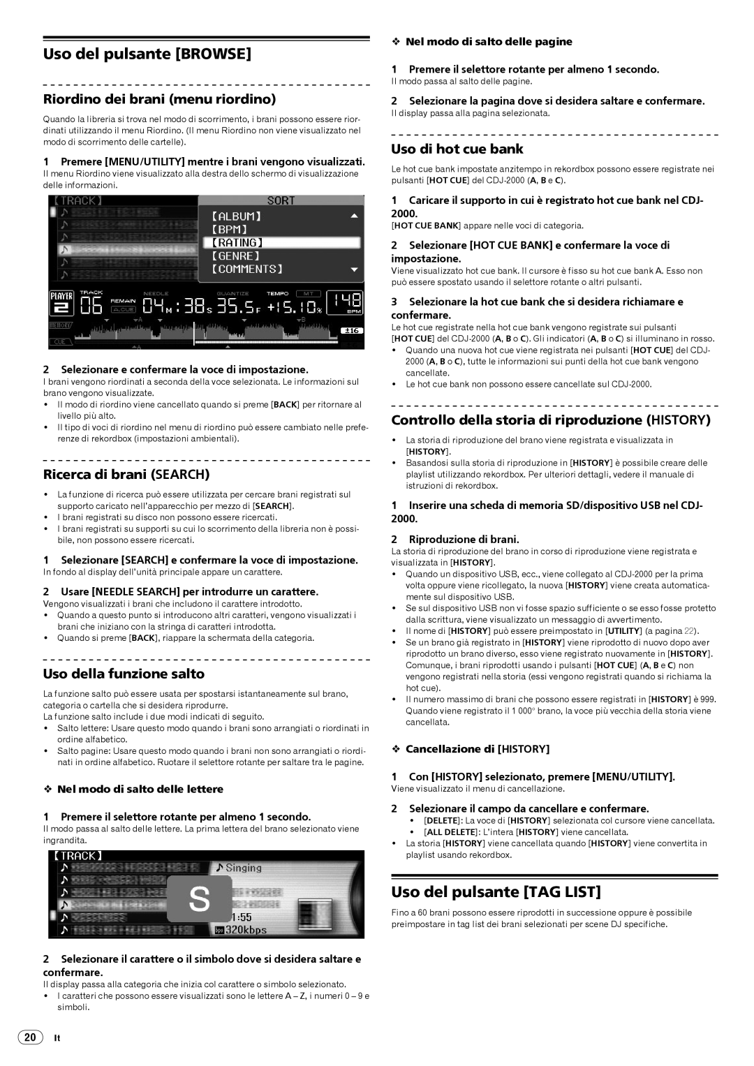 Pioneer Multi Player, CDJ-2000 operating instructions Uso del pulsante Browse, Uso del pulsante TAG List 