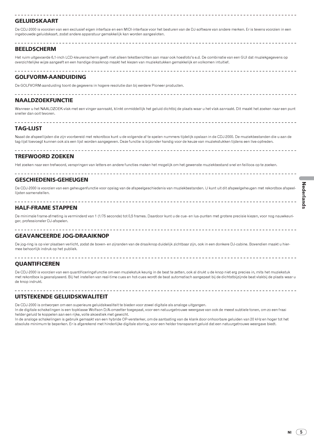 Pioneer CDJ-2000, Multi Player operating instructions Geluidskaart 