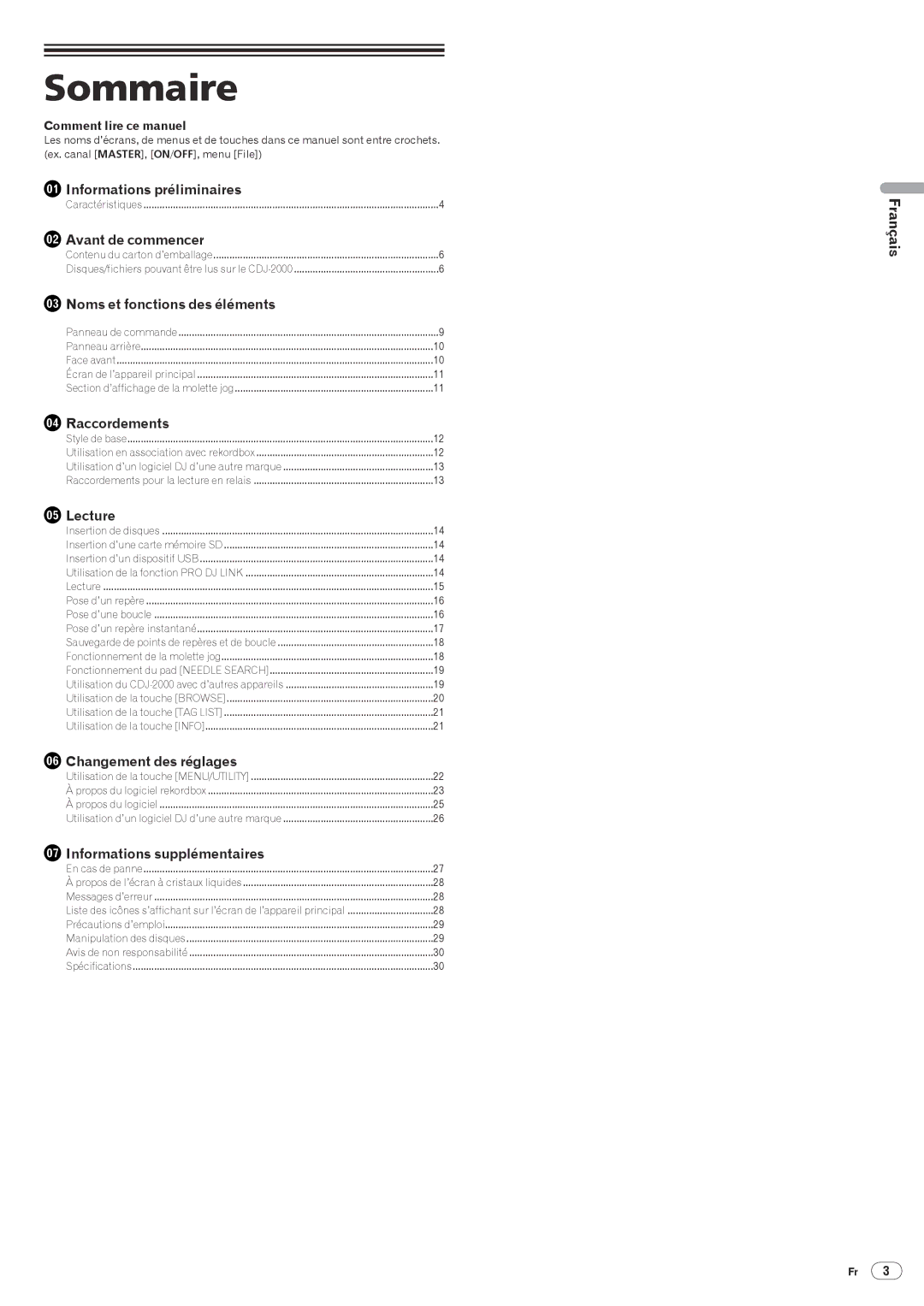 Pioneer CDJ-2000, Multi Player operating instructions Sommaire, Comment lire ce manuel 