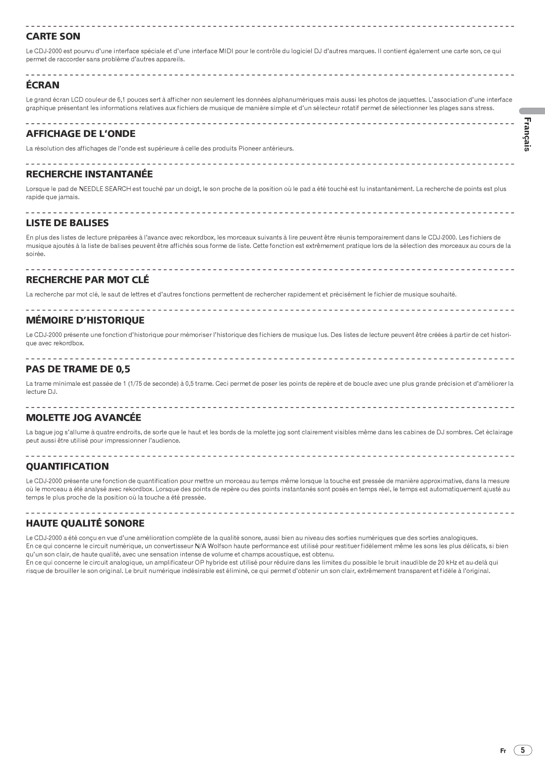 Pioneer CDJ-2000, Multi Player operating instructions Carte SON 