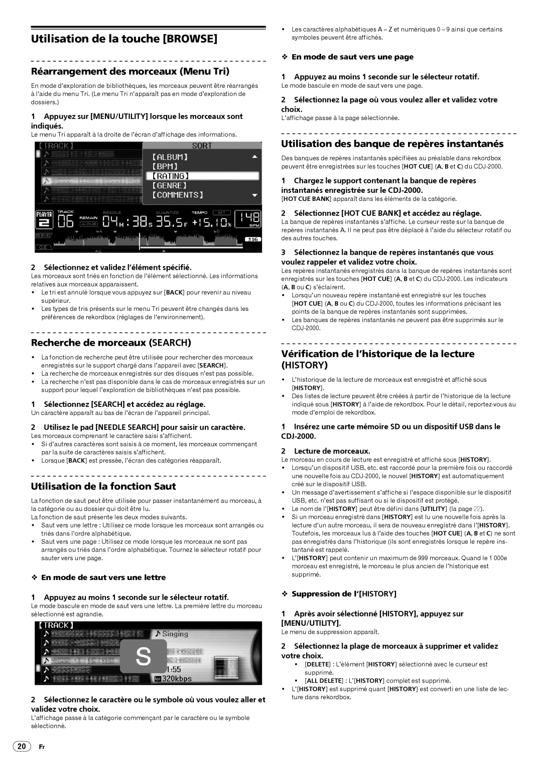 Pioneer Multi Player, CDJ-2000 operating instructions Utilisation de la touche Browse 