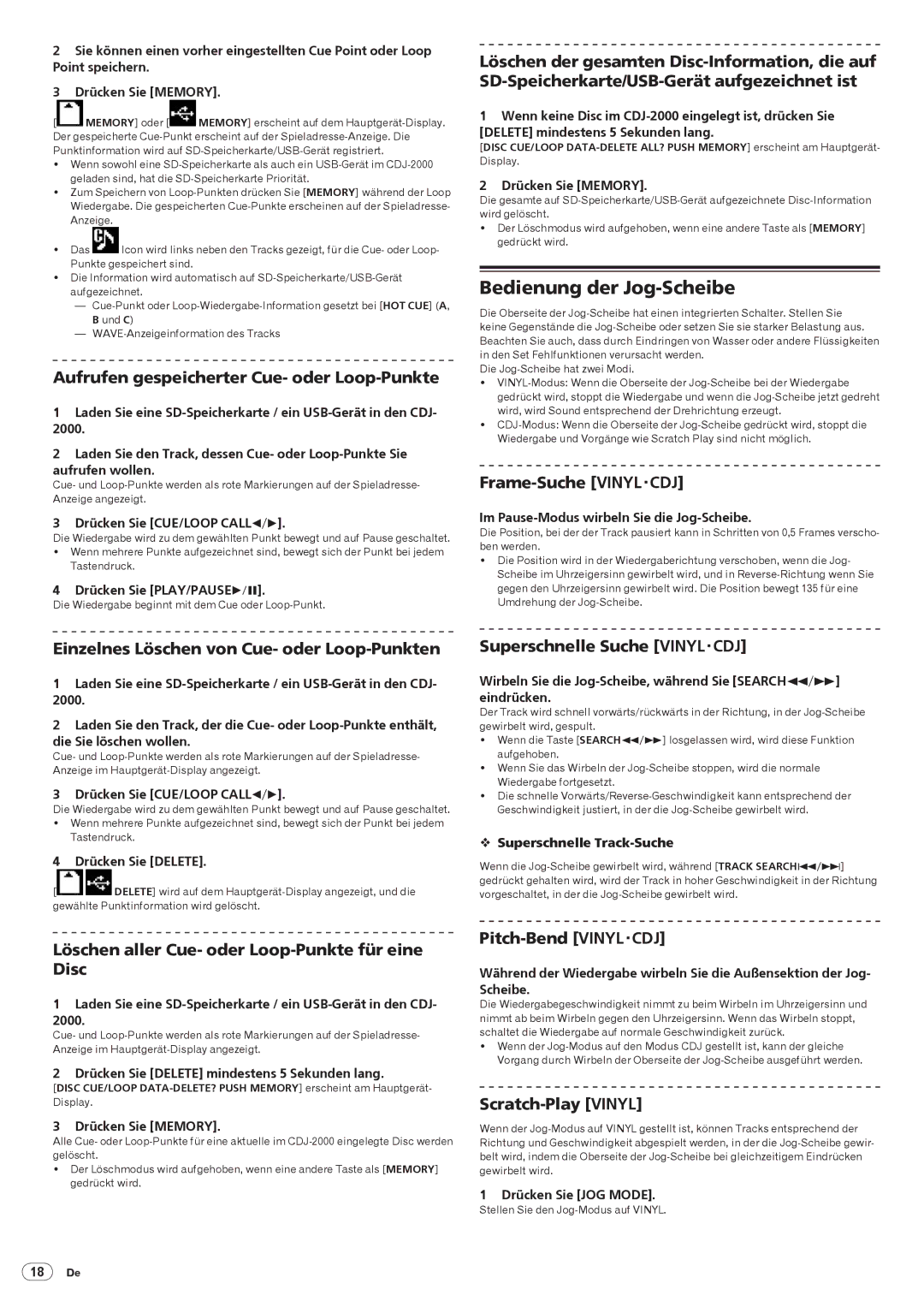 Pioneer Multi Player, CDJ-2000 operating instructions Bedienung der Jog-Scheibe 