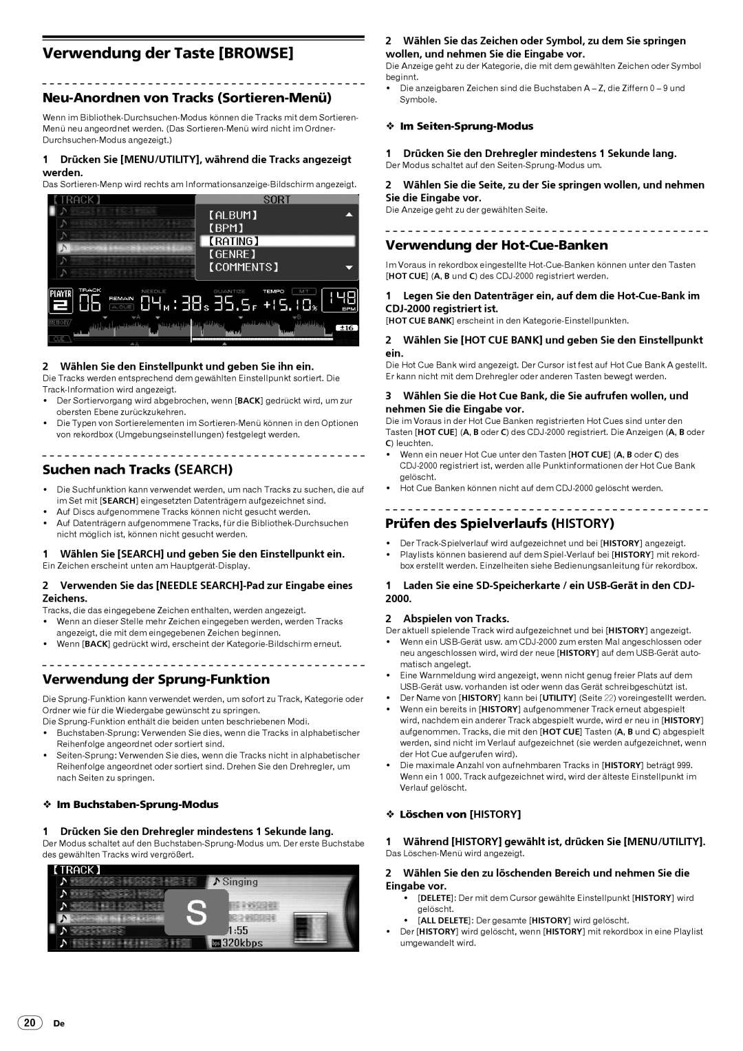 Pioneer Multi Player, CDJ-2000 operating instructions Verwendung der Taste Browse 