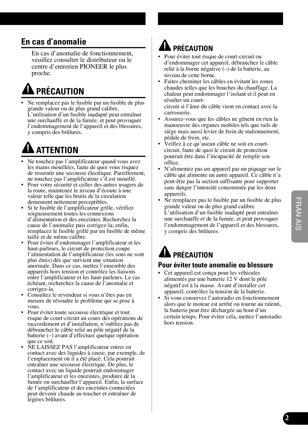 Pioneer ND-G500 owner manual Raccordement de l’appareil, En cas d’anomalie 