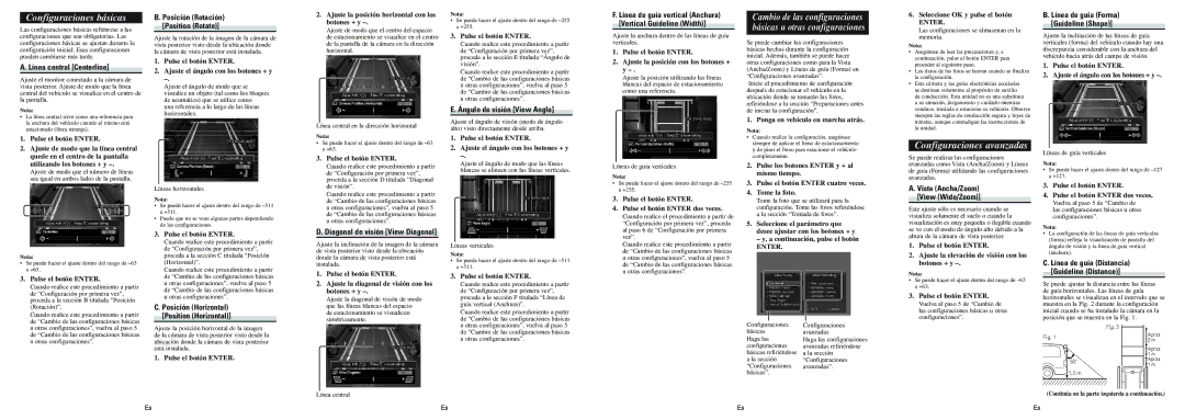 Pioneer NDBC20PA Configuraciones básicas, Configuraciones avanzadas, Línea central Centerline, Ángulo de visión View Angle 