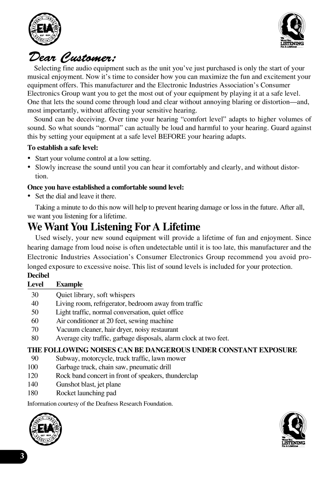 Pioneer P3370XM operation manual We Want You Listening For a Lifetime 