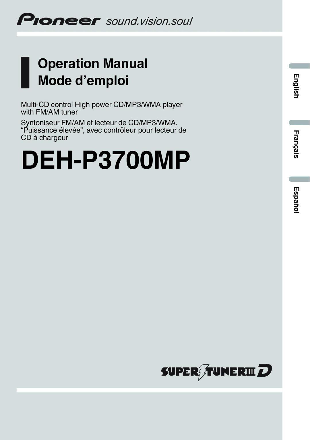 Pioneer P3700MP operation manual 