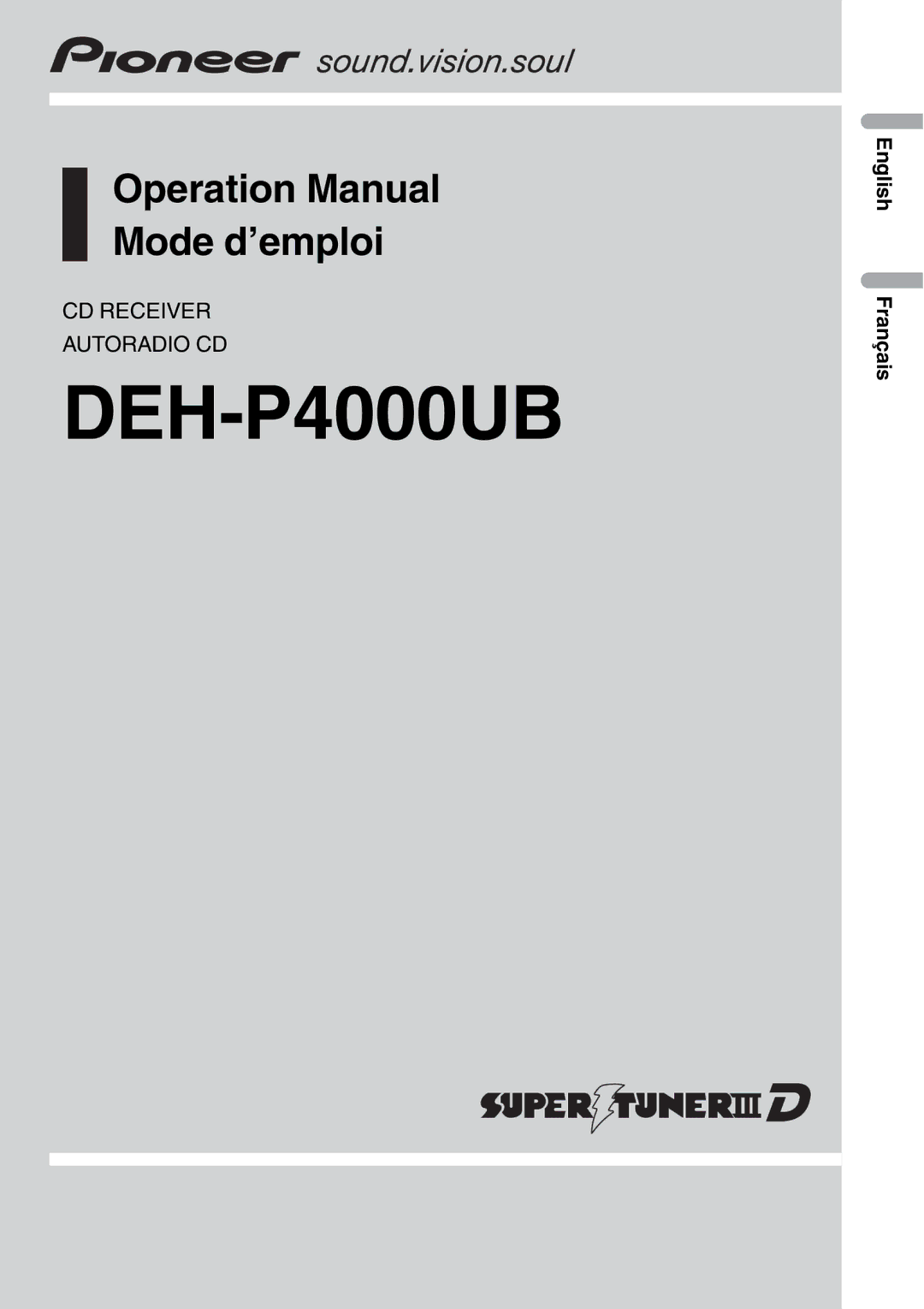 Pioneer operation manual DEH-P4000UB 