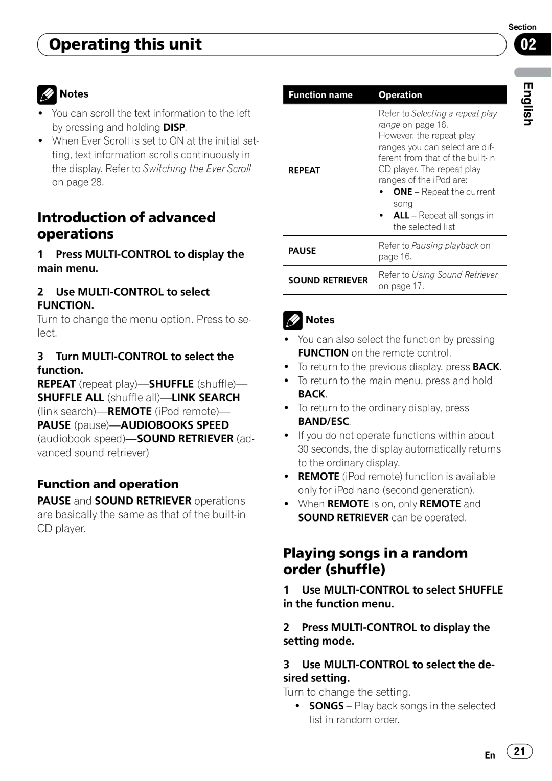 Pioneer P4000UB operation manual Playing songs in a random order shuffle 