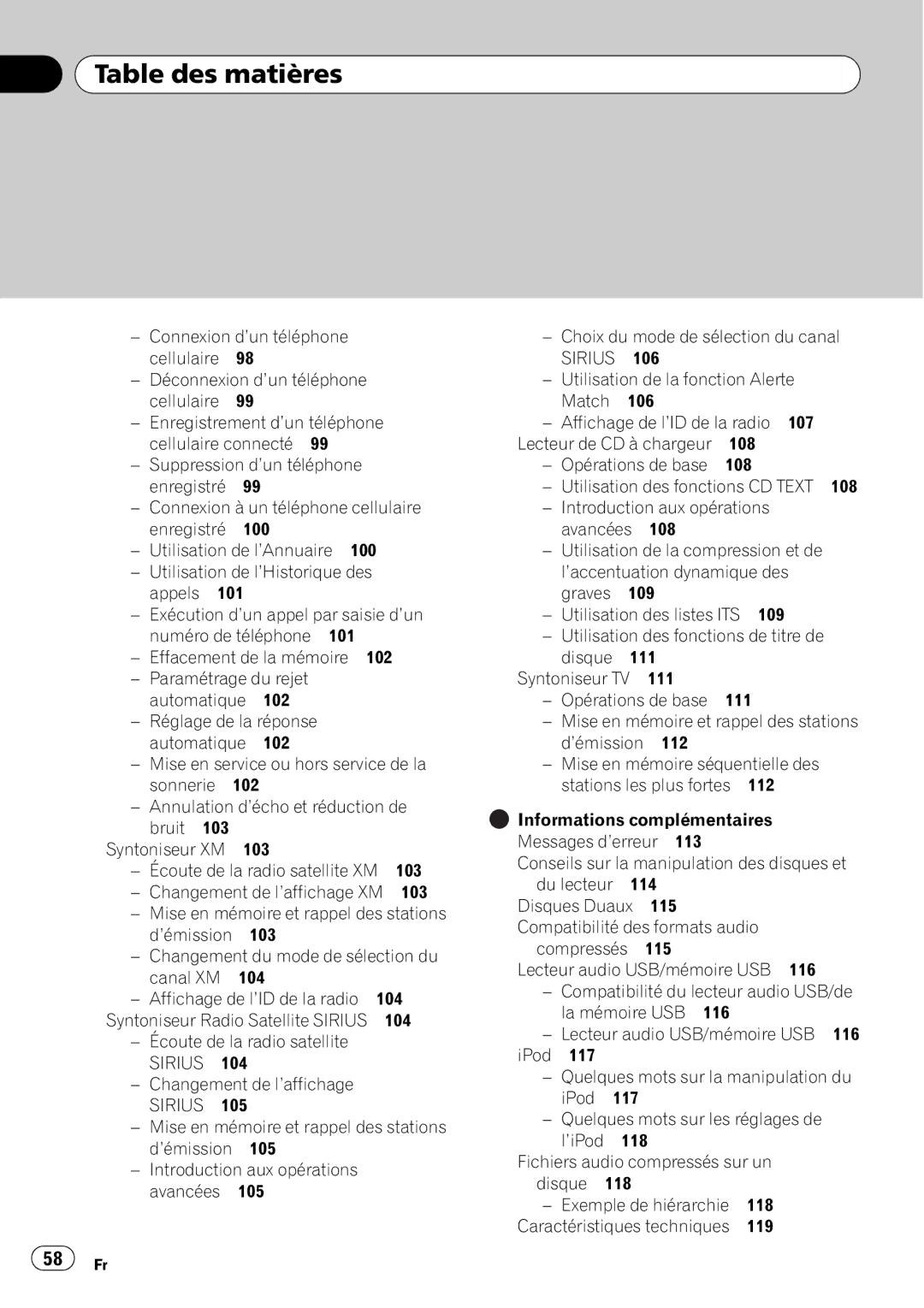 Pioneer P4000UB operation manual 108, 119 