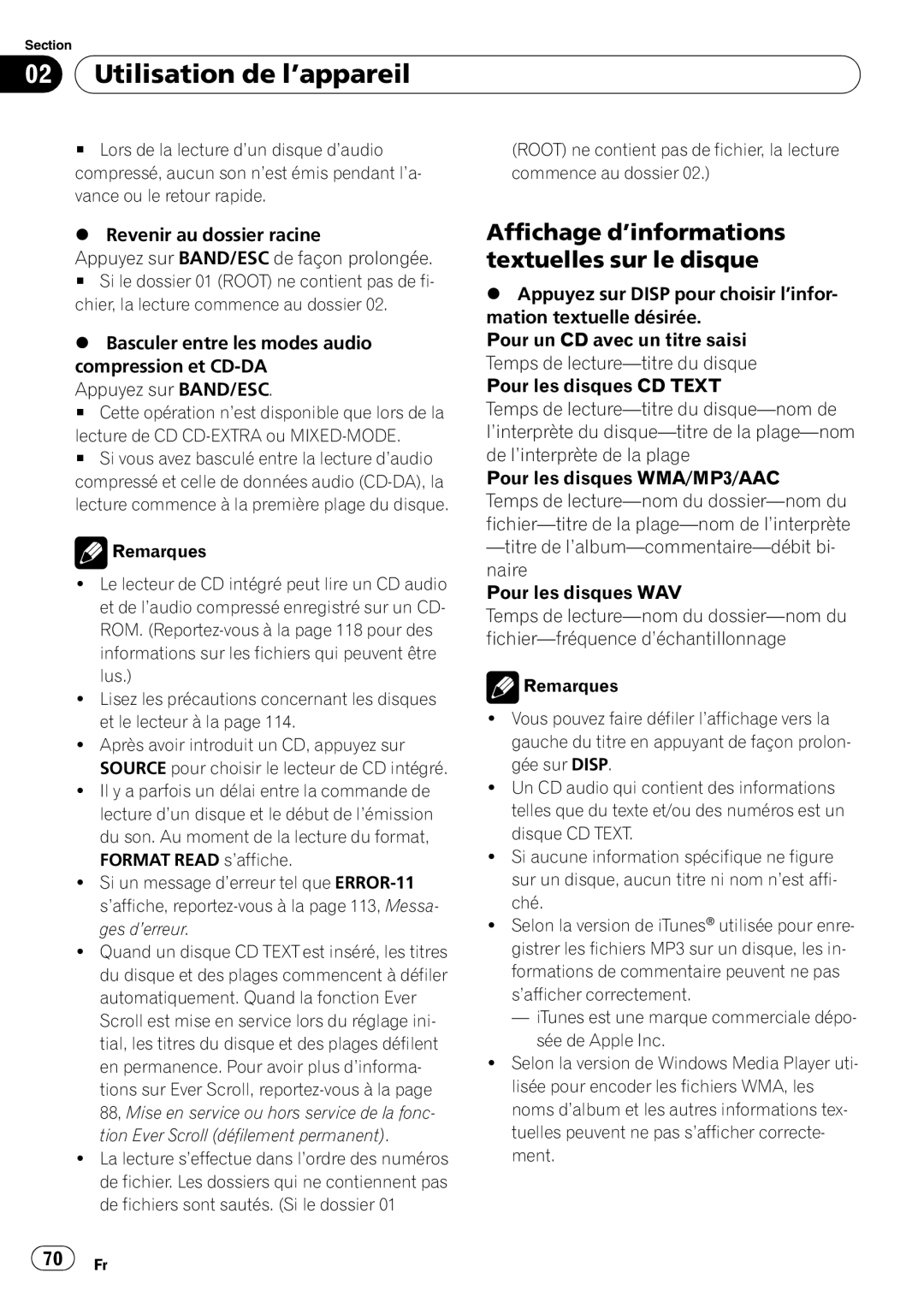 Pioneer P4000UB operation manual Affichage d’informations textuelles sur le disque 