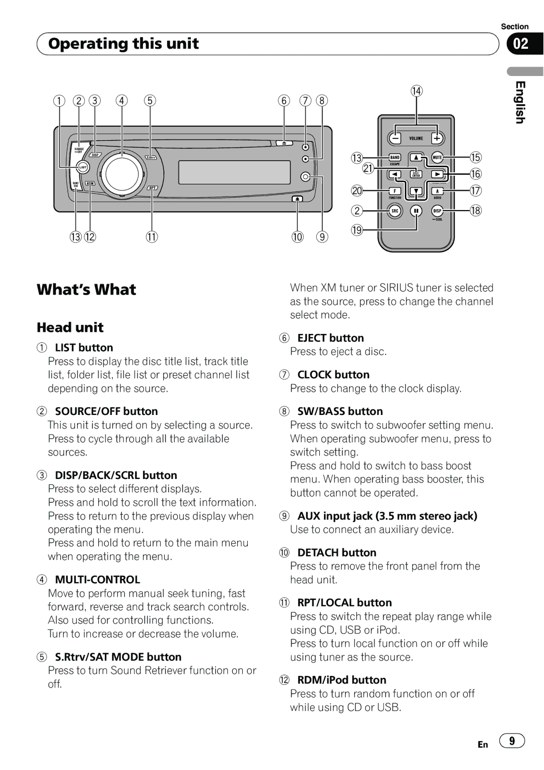 Pioneer P4000UB operation manual Operating this unit, What’s What, Head unit, Multi-Control 