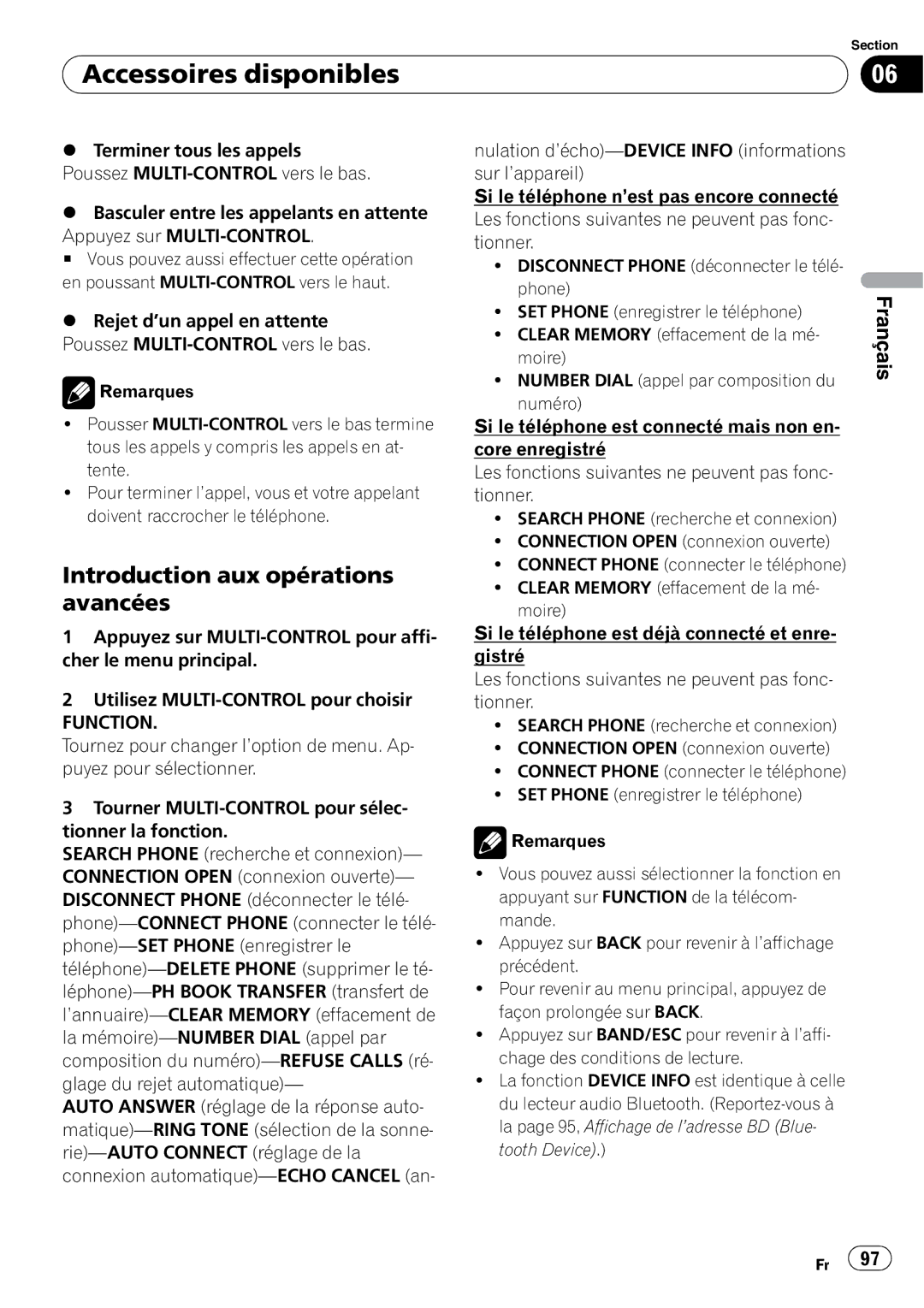 Pioneer P4000UB operation manual Introduction aux opérations avancées 