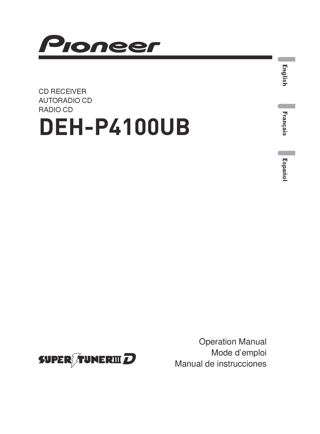 Pioneer operation manual DEH-P4100UB 