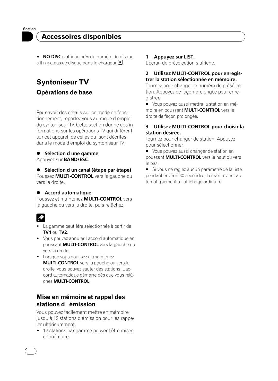 Pioneer P4100UB operation manual Syntoniseur TV, 116 Fr 