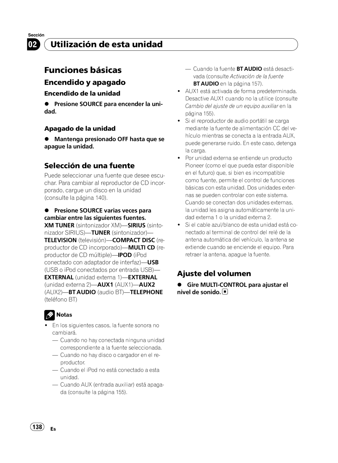 Pioneer P4100UB operation manual Utilización de esta unidad Funciones básicas, Encendido y apagado, Selección de una fuente 