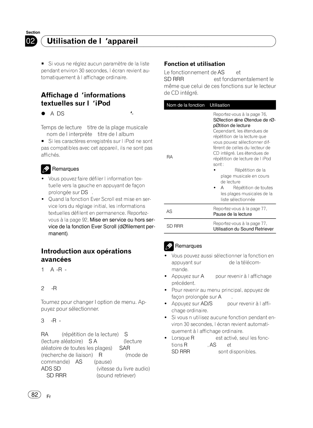 Pioneer P4100UB operation manual Affichage d’informations textuelles sur l’iPod, Prolongée sur Disp, Manent 