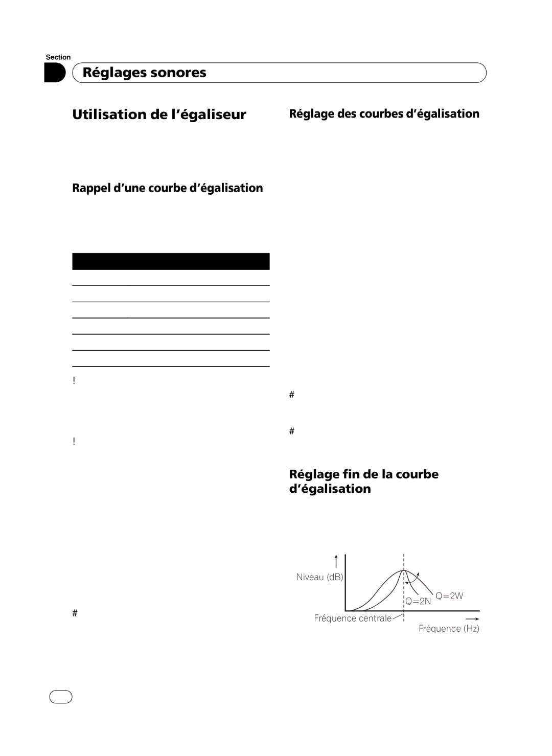 Pioneer P4100UB operation manual 03 Réglages sonores Utilisation de l’égaliseur, Réglage des courbes d’égalisation 