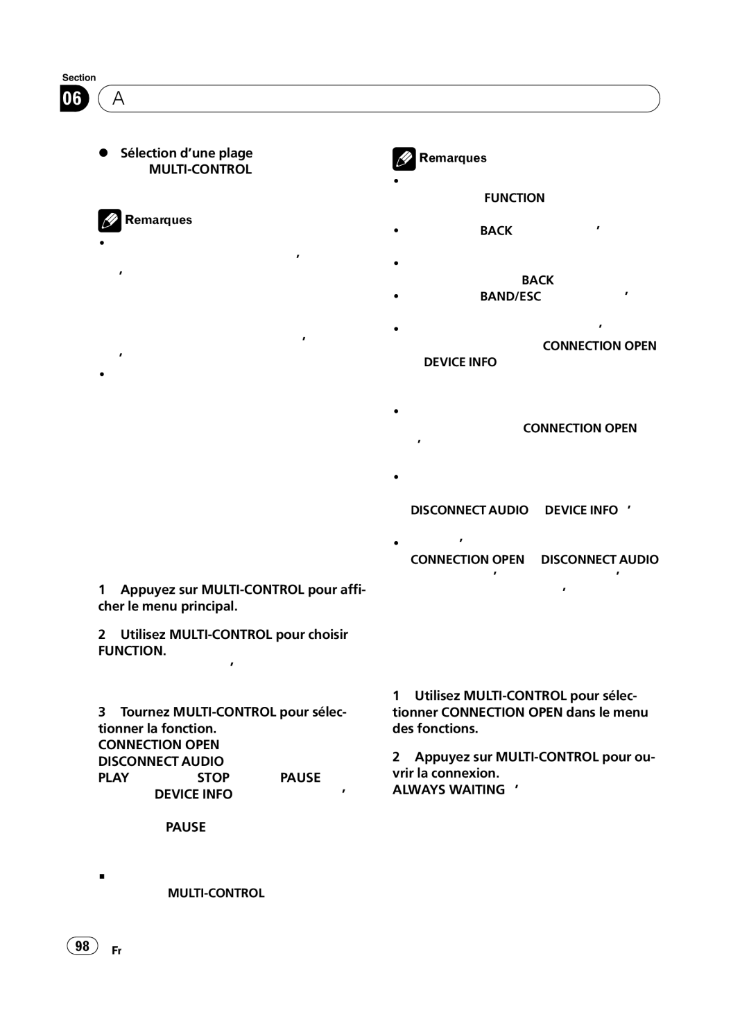 Pioneer P4100UB operation manual Accessoires disponibles, Connexion d’un lecteur audio Bluetooth 