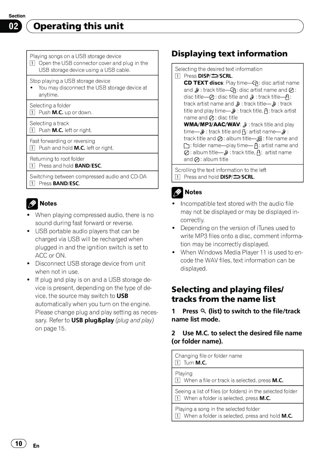 Pioneer P4200UB operation manual Displaying text information, Selecting and playing files/ tracks from the name list 