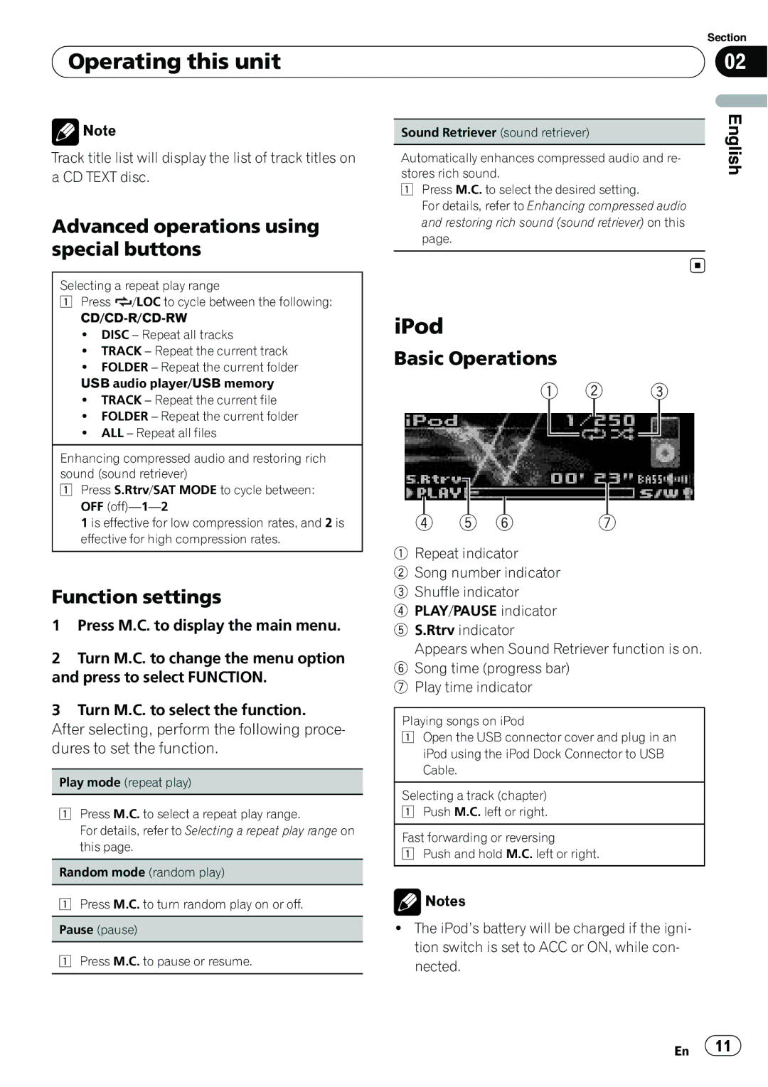 Pioneer P4200UB operation manual IPod, Advanced operations using special buttons 