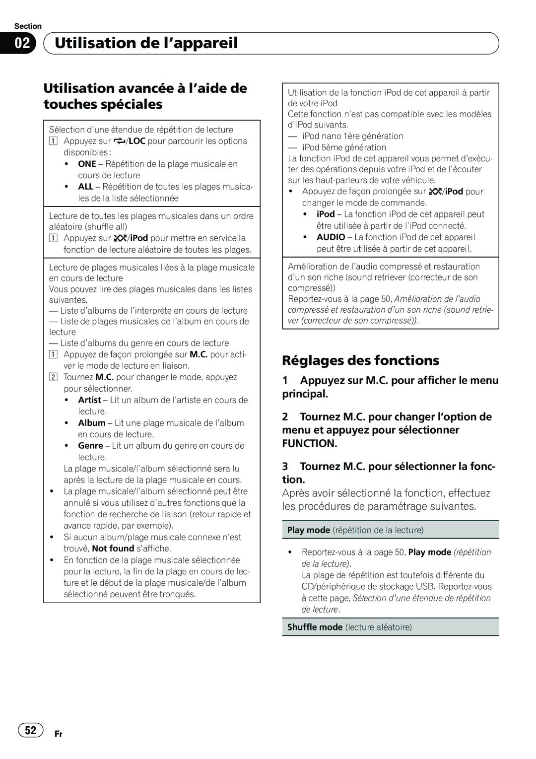 Pioneer P4200UB operation manual Utilisation de l’appareil 