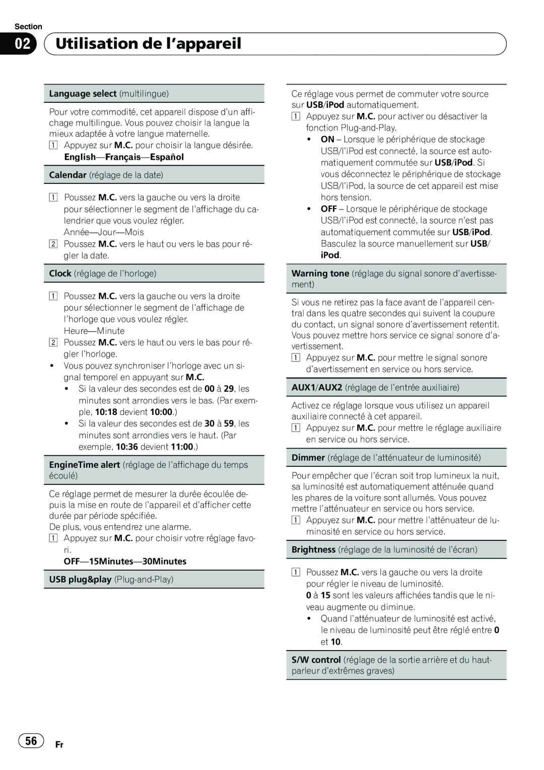 Pioneer P4200UB operation manual Utilisation de l’appareil 