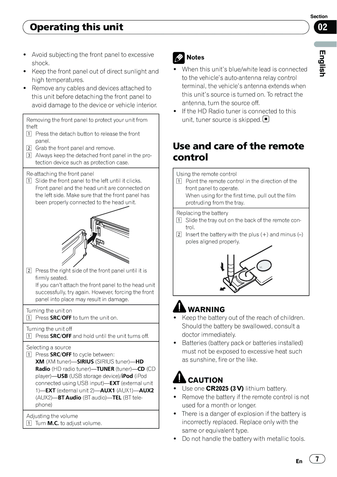 Pioneer P4200UB operation manual Operating this unit, Use and care of the remote control 