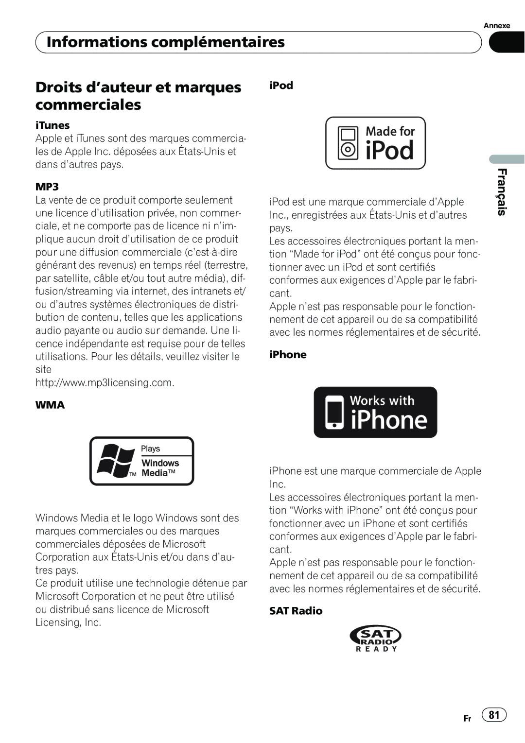 Pioneer P4200UB operation manual Français 