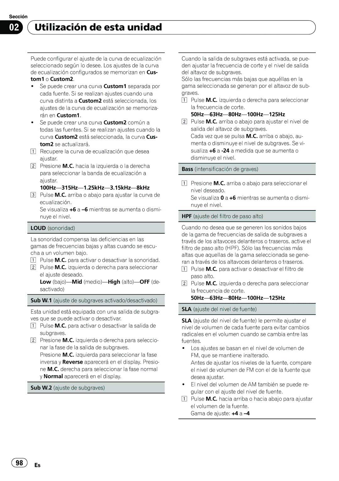 Pioneer P4200UB operation manual Utilización de esta unidad 