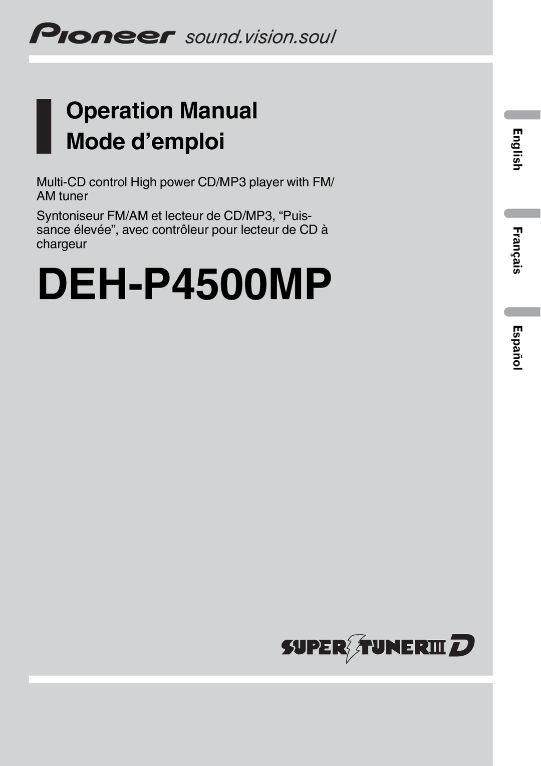 Pioneer P4500MP operation manual 