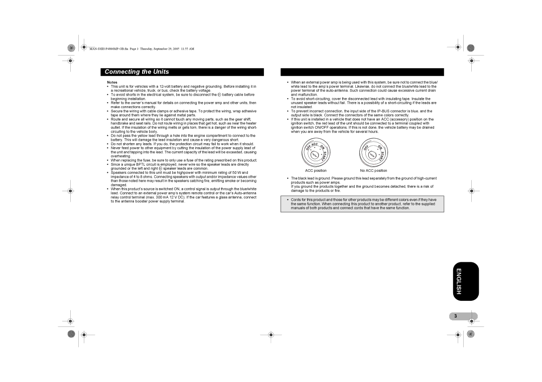 Pioneer P4800MP operation manual Connecting the Units 