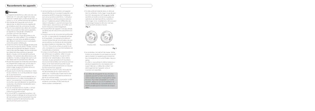 Pioneer P5000MP Raccordements des appareils, RaccordementsConnecting hedesUnitsappareils, Remarques, Position ACC 