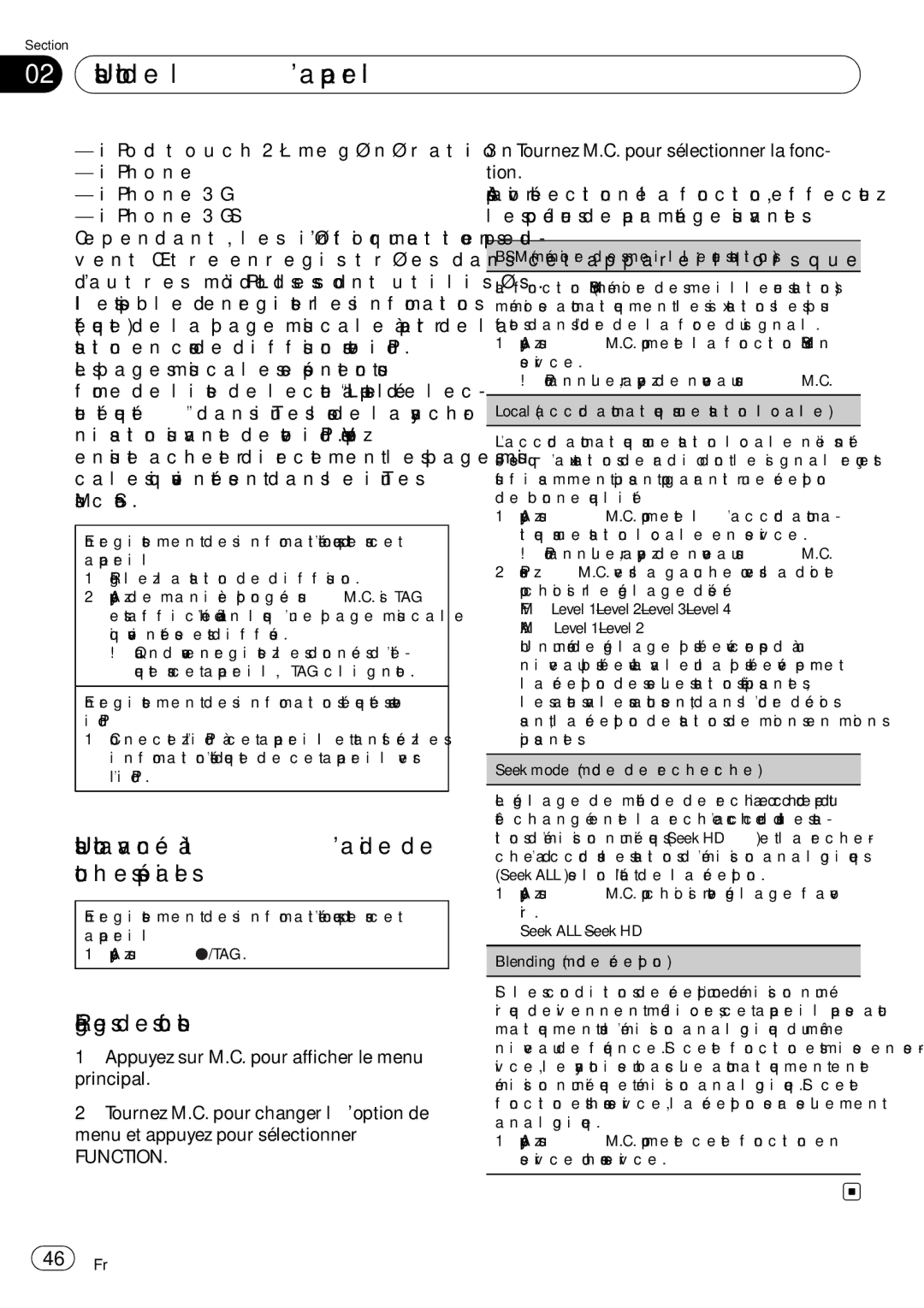 Pioneer P7200HD operation manual Utilisation avancée à l’aide de touches spéciales, Réglages des fonctions, Function 