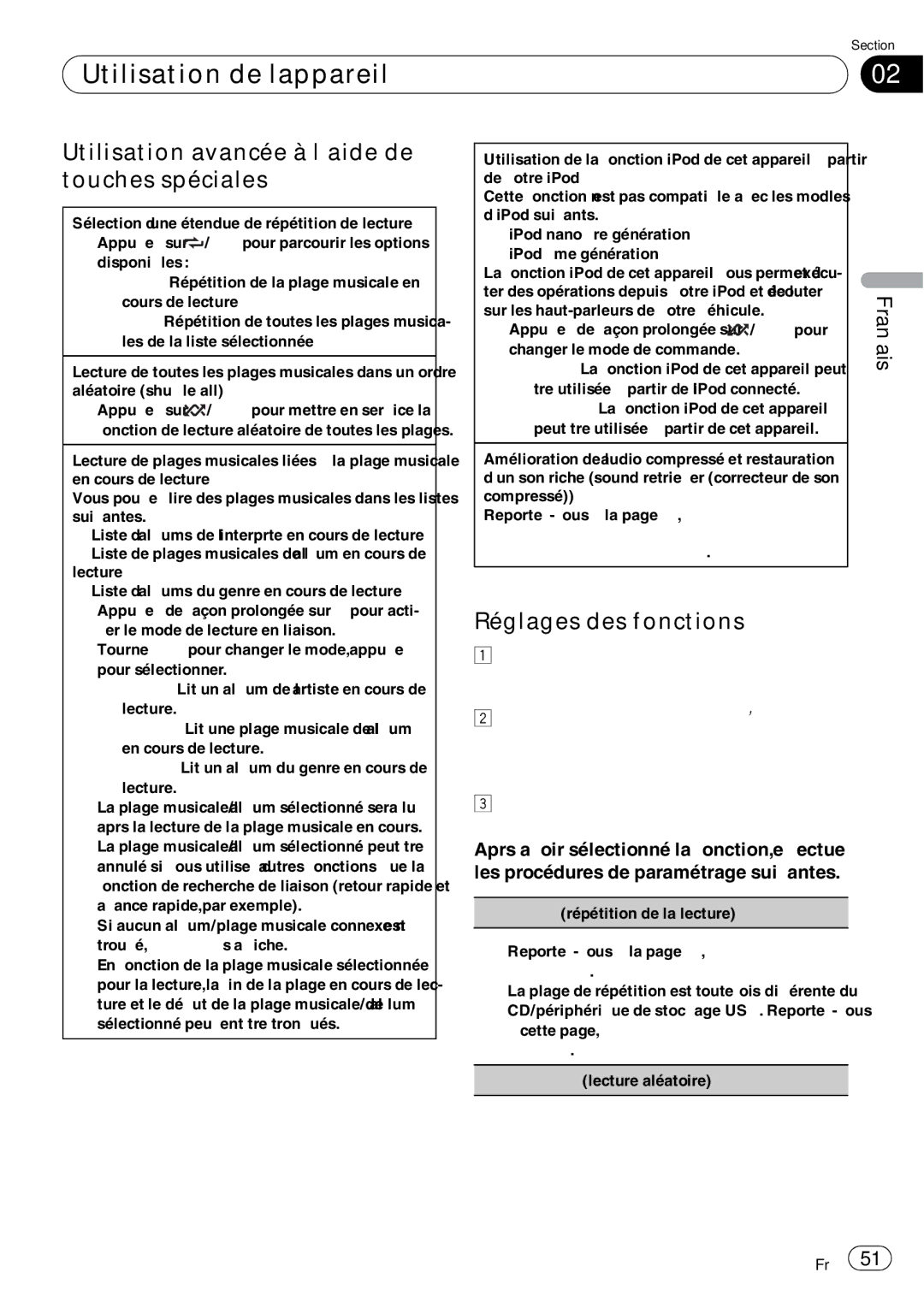 Pioneer P7200HD operation manual Utilisation de l’appareil 