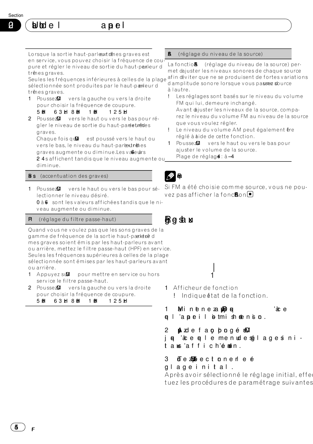 Pioneer P7200HD operation manual Réglages initiaux, 54 Fr 