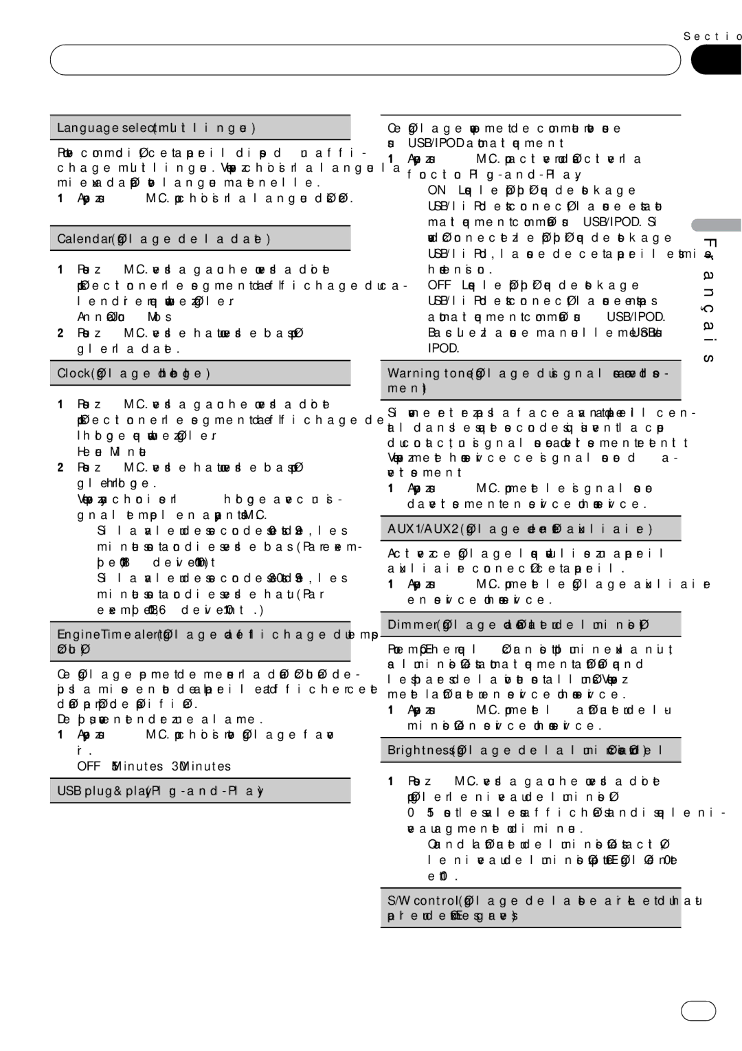 Pioneer P7200HD operation manual Utilisation de l’appareil 