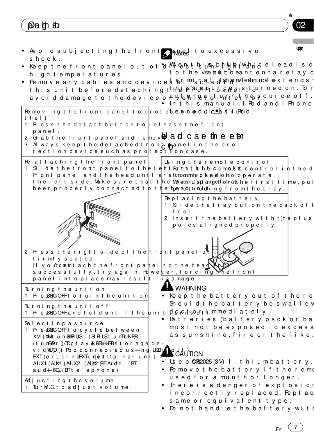 Pioneer P7200HD operation manual Operating this unit, Use and care of the remote control 