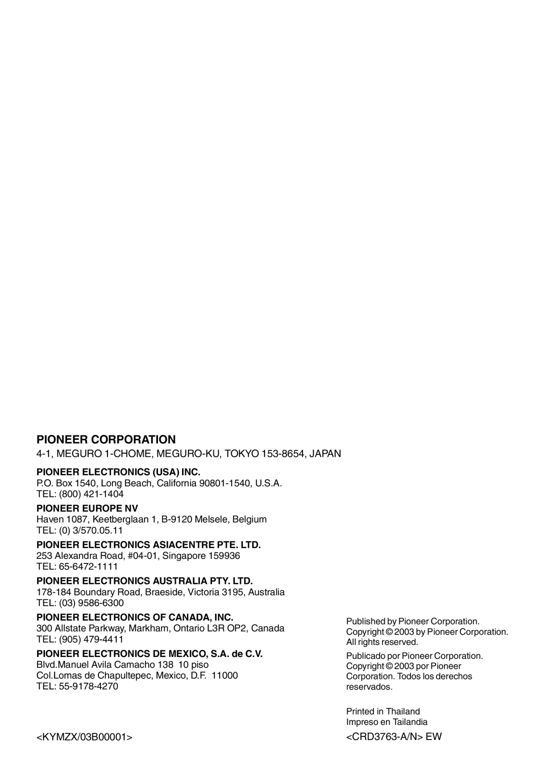 Pioneer P7500MP operation manual 