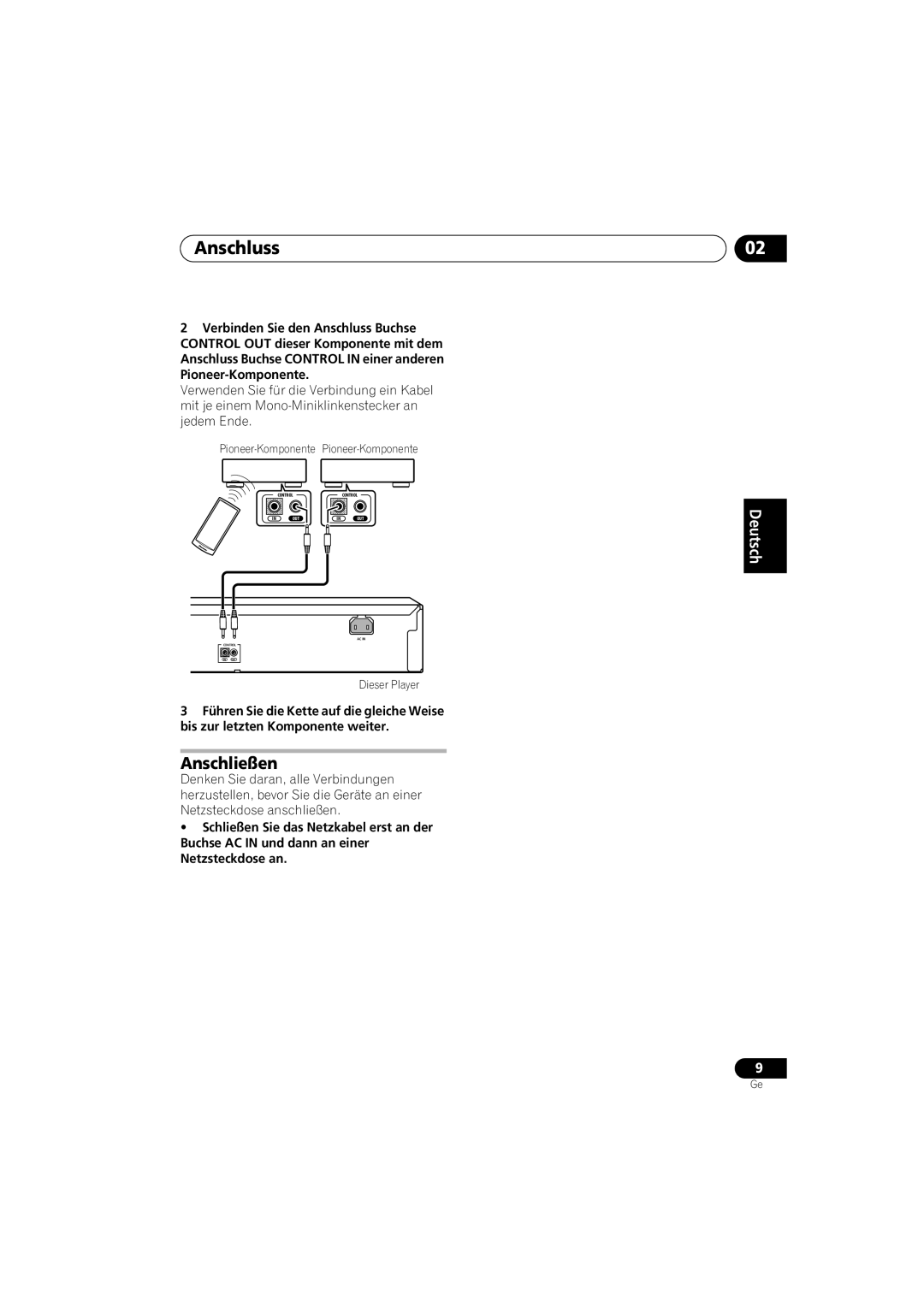 Pioneer PD-D6-J manual Anschluss, Anschließen 