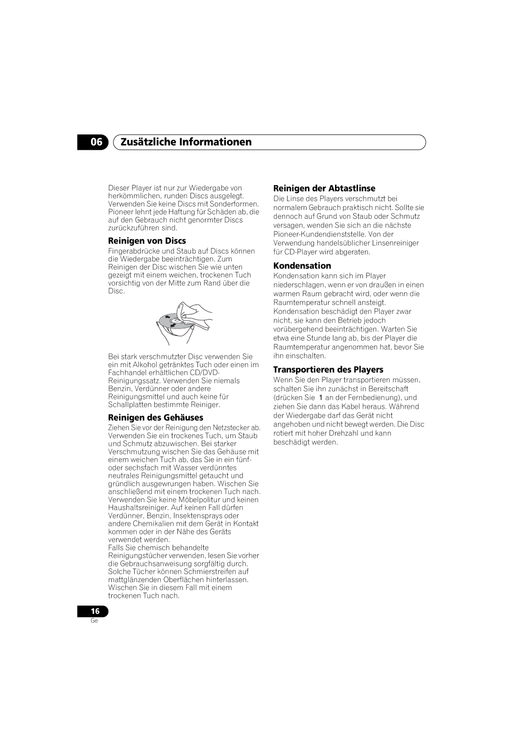 Pioneer PD-D6-J manual 06 Zusätzliche Informationen 