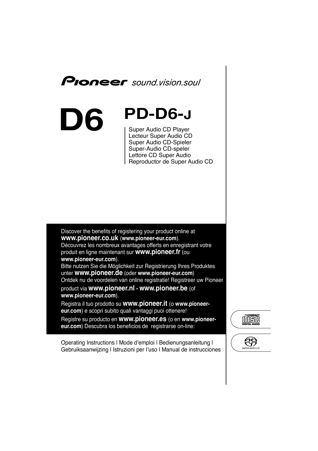 Pioneer manual D6 PD-D6-J 