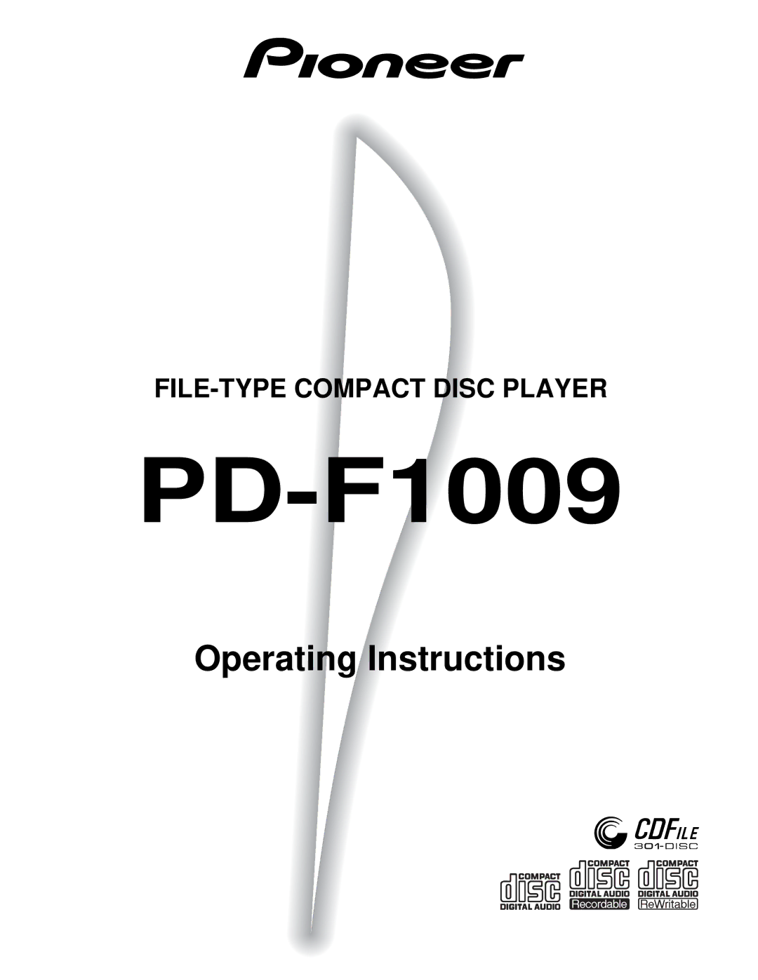 Pioneer PD-F1009 manual 