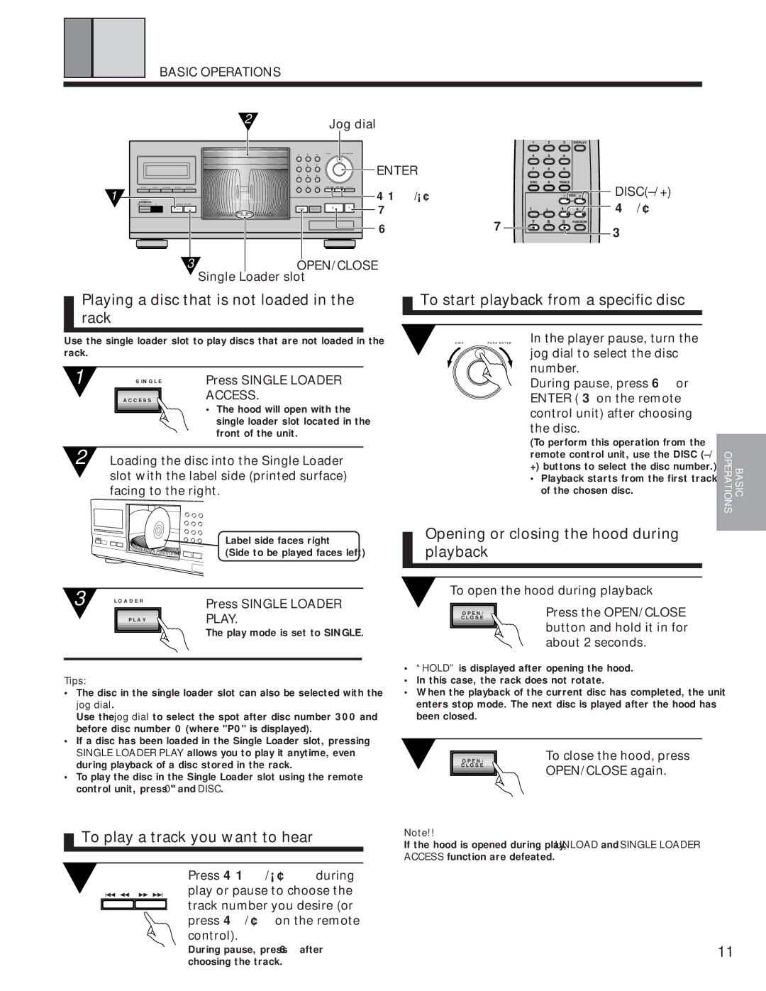 Pioneer PD-F1009 manual Playing a disc that is not loaded in the rack, To start playback from a specific disc 