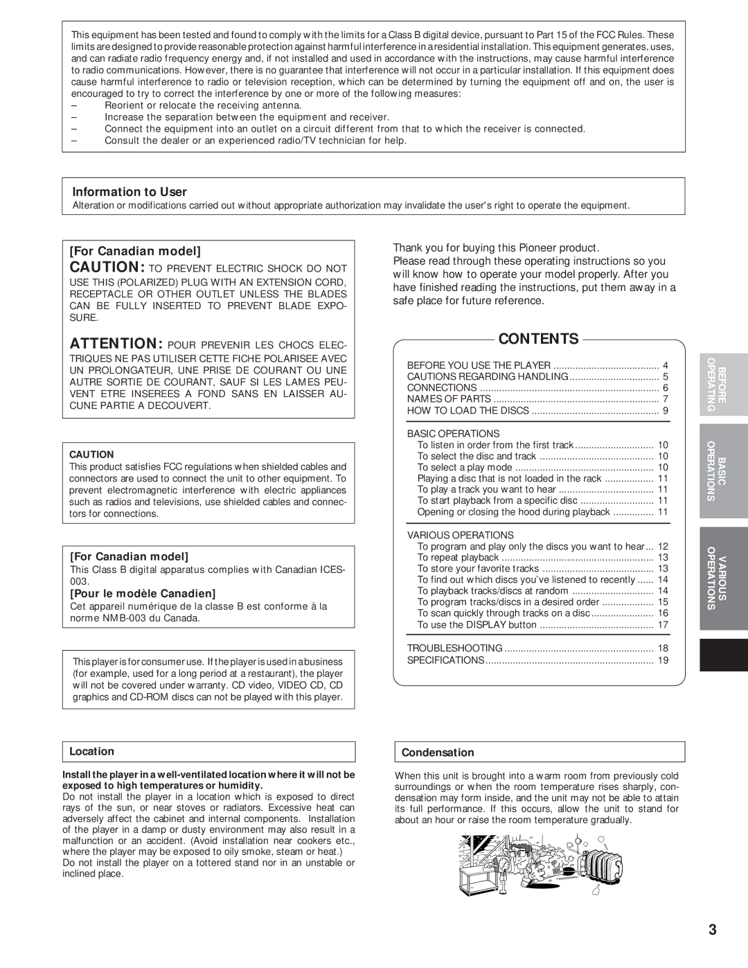 Pioneer PD-F1009 manual Contents 