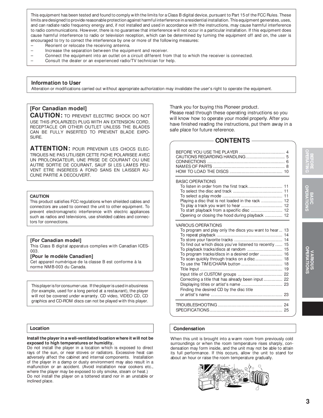 Pioneer PD-F1039 manual Contents 