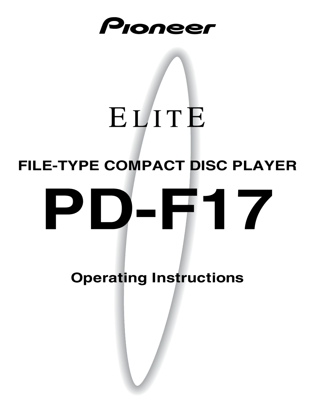 Pioneer PD-F19PD-F17 operating instructions 